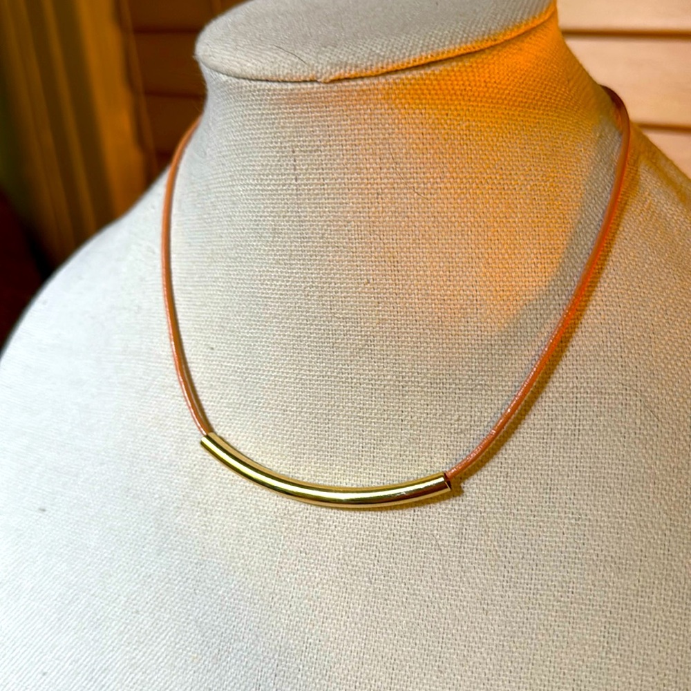 J. Crew Gold tone and peach cord Necklace